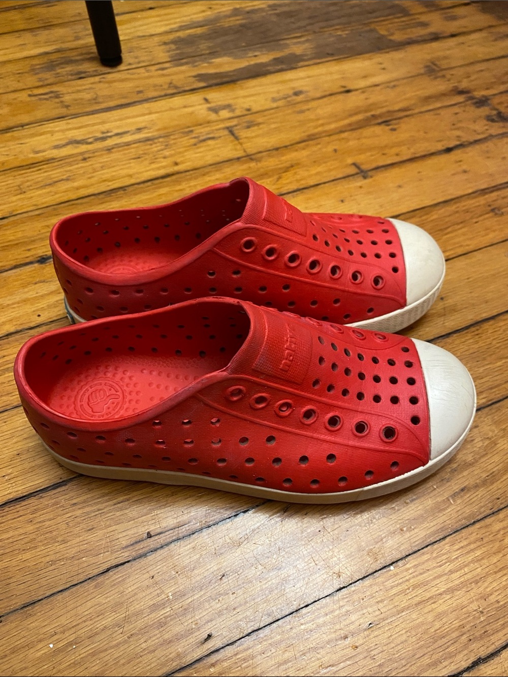 Native Kids Slip-On Water Shoe in Red with White Toe size 12